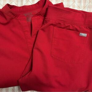 Figs Vibrant Red Technical Collection Scrub Set